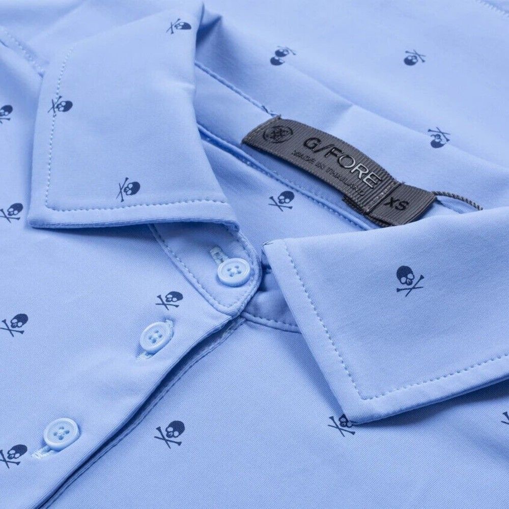 G/FORE Light Blue Polo with Navy Micro-Print - Picture 6 of 7